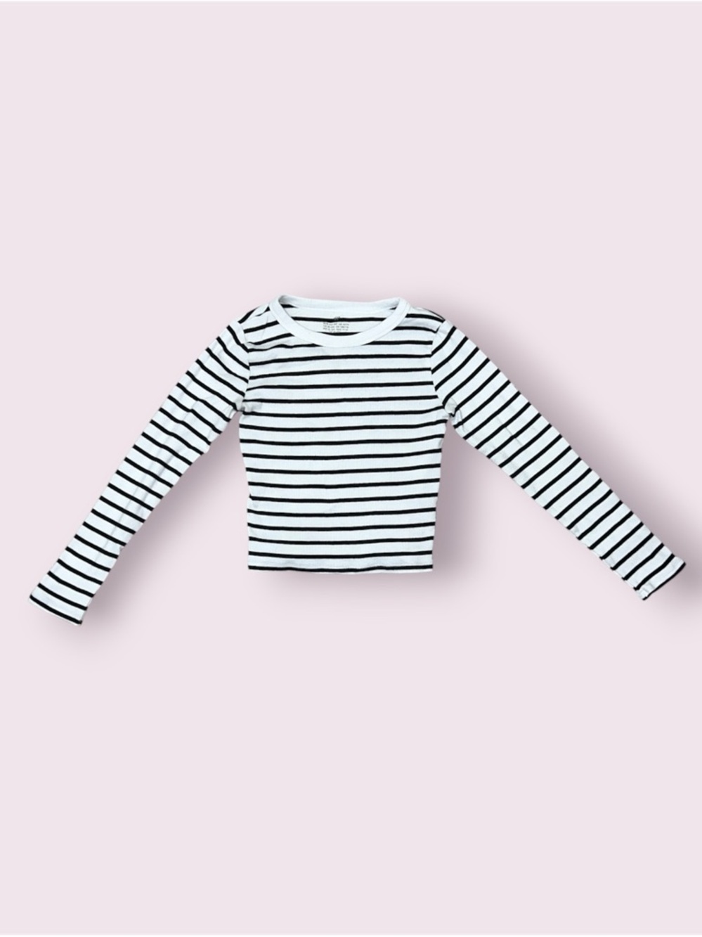 H&M Black And White Striped Long Sleeves Shirt Youth Girls Size US 12/14 Casual